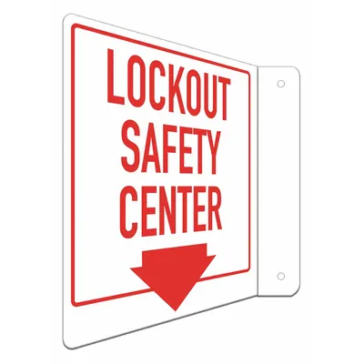 LYLE L-Shape Projection Lockout Safety Center (W/Down Arrow) Sign - L-Shape Projection Lockout Safety Center (W/Down Arrow) Signs