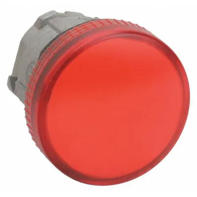 SCHNEIDER Pilot Light Head: 22 mm Panel Mounting Hole Dia, Red, Smooth - Pilot-Light Heads