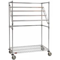 This steel medical supply cart features a silver cabinet and is configured with two swivel casters and two swivel casters with brakes. It is designed for organizing and transporting medical supplies, instruments, and equipment within healthcare facilities