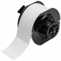 Thermal transfer precut label roll measuring 2 1/2 in x 1 in with a rubber, removable and repositionable adhesive. Designed for use with the i5300 printer series. Suitable for temporary industrial identification where labels must be removed or repositioned without residue