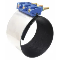 This full-gasket repair clamp is designed for sealing leaks in 12 in pipe without replacing the pipe section. It features a 304 stainless steel body, steel bolts, and a nitrile rubber gasket. Rated for a maximum operating pressure of 300 psi and a maximum vacuum pressure of 10 psi. Suitable for use in water, wastewater, and industrial piping systems