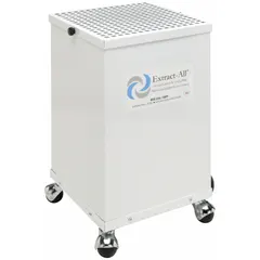 This heavy-duty steel negative air machine provides particulate filtration for air quality management in industrial workspaces. It creates negative air pressure to capture airborne dust and debris. The unit covers a maximum area of 1,200 sq ft and includes an air filter.