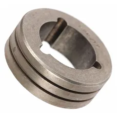 V-groove drive roll for feeding 0.045-inch solid wire in ESAB Fabricator 252i series welders. Ensures consistent wire delivery in MIG welding applications. Direct replacement part for maintaining feed performance.