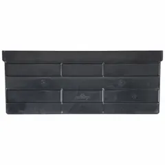 This bin divider is designed for use with AKRO-MILS hanging and stacking bins compatible with model number 30250. It measures 15 3/8 inches by 6 1/8 inches and is black in color. The divider is not electrostatic discharge conductive, making it suitable for general storage applications where ESD protection is not required.