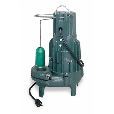 ZOELLER Sewage Ejector Pump: Cast Iron, Single Phase, 1/2 hp, 115V AC, 2 in Max. Dia. Solids - General Purpose Sewage Ejector Pumps