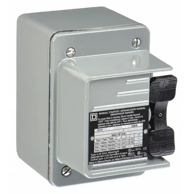 SQUARE D Manual Motor Starter: Non-Reversing, 2 Poles, 16 A, Thermal Protection - Enclosed Non-Reversing Starters with Thermal Overloads
