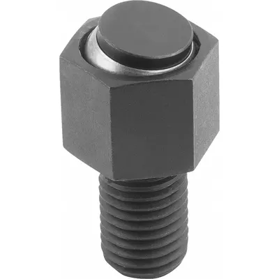 KIPP Threaded Gripper w/Flat Pad: Steel Pad, M20, 60 mm Thread Lg, 20 mm Pad Dia - Threaded Grippers with Flat Steel Pad