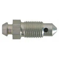 Steel brake bleeder screw with 3/8"-24 thread size, supplied in a 5-piece pack. Used to release air and old fluid from hydraulic brake systems during maintenance or repair. Suitable for fleet and vehicle brake line applications