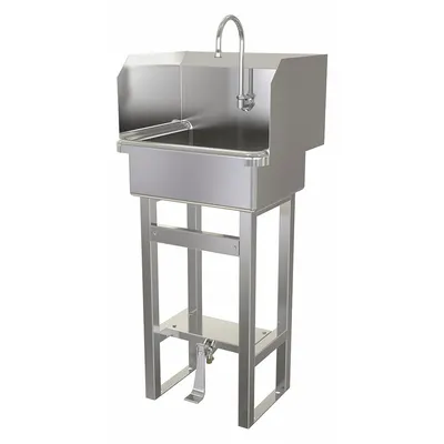 SANI-LAV Hand Sink: 43 1/2 in Overall Ht, 17 in Bowl Lg, 7 in Bowl Dp, 2 gpm Flow Rate - One-Station Freestanding Hand Sinks with Faucets