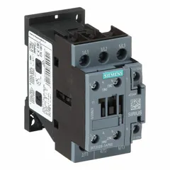 This Siemens non-reversing IEC contactor is rated 38 A with a 240V AC coil and 3 normally open contacts. It is used for switching motors, lighting, and other inductive loads in industrial automation and HVAC systems. Suitable for controlling three-phase equipment in panel builds and machinery.
