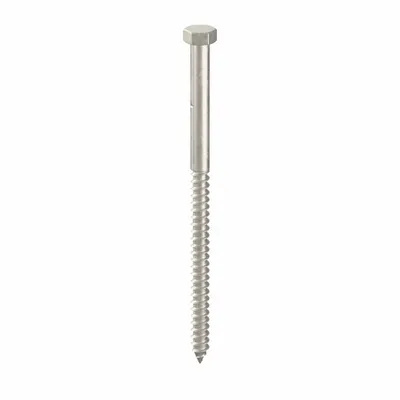 FOREVERBOLT Hex Head Lag Screw: 1/4 in Size, 4 1/2 in Lg, Stainless Steel, NL-19 - 18-8 Stainless Steel Hex Head Lag Screws