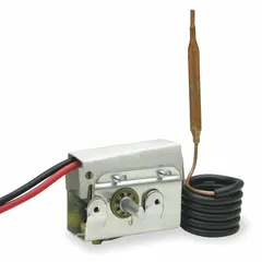 This thermostat provides on/off temperature control for HVACR systems. It is suitable for use in unit heaters, air handlers, and similar equipment to maintain setpoint temperatures. Intended for replacement in commercial and industrial heating and cooling applications.