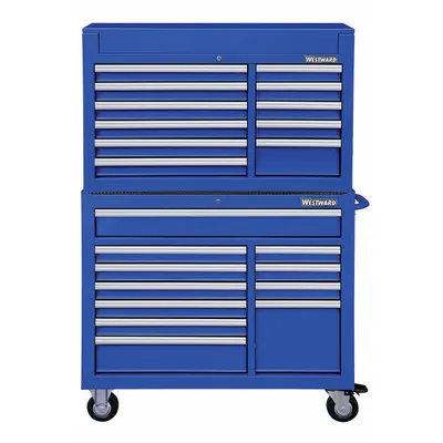 WESTWARD Tool Chest and Cabinet Combination: 22 Drawers, Heavy Duty, Keyed - Heavy-Duty Top Chest & Rolling Cabinet Combos