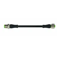 Cordset: M12 Male Straight X M12 Female Straight, 4 Pins, Black, PUR, 1 m Cable Lg, 22 AWG Wire Size (MPN 7000-40021-6340100)