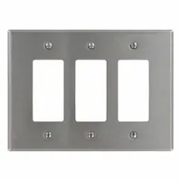 LEVITON Wall Plate: Decorator-Rocker, 3 Gang, Silver, Jumbo Size (MPN SO263)