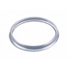 Clear ETFE pour ring with GL-45 thread configuration for directing liquid flow during decanting from laboratory glassware. Reduces spills and splashes when transferring solvents, reagents, or other fluids. Allows visual monitoring of liquid flow.