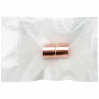 Wrot copper sweat coupling for joining two lengths of 1-inch CTS copper tube. Cup x cup ends accept tubing on both sides; rolled center stop ensures consistent insertion depth. Clean and bagged for immediate use in plumbing, HVAC, and refrigeration systems