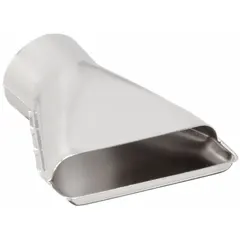 This steel spreader nozzle attaches to a heat gun to distribute hot airflow over a wider area. It is suitable for tasks such as shrinking tubing, drying adhesives, or softening materials across a broader surface. The 3-inch outside diameter provides a broad coverage pattern.