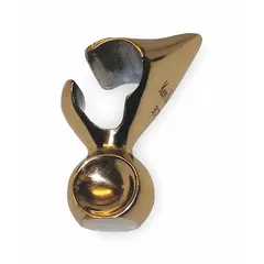 This brass bead holder is designed to secure tire beads during bus tire service. It prevents the bead from slipping back into the rim while breaking or seating the tire. Overall length is 4 1/2 inches.
