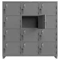 STRONG HOLD Locker: 72 in x 24 in x 75 in, 4 Tiers, 3 Units Wide, 12 Lockers, 24 in x 18 in, Steel (MPN 66-12D-24-4T-EK-L)