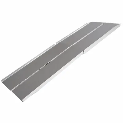 SILVER SPRING Wheelchair Ramp: Wheelchair Ramp, Silver, 4 5/6 ft Retracted Lg, ADA, 2 1/2 ft Usable Wd - Wheelchair Ramps without Handrails