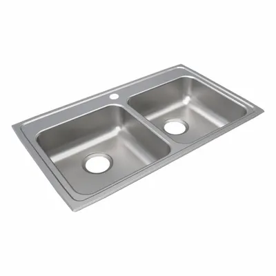 JUST MANUFACTURING Two-Bowl Counter-Mounted Kitchen & Bar Sink - Two-Bowl Counter-Mounted Kitchen & Bar Sinks without Faucets