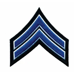 Embroidered rank insignia patch for uniform identification. Measures 3 1/2 inches, black, constructed from polyester/rayon. Denotes Corporal (CPL) rank. Supplied as a pair (1 PR). Suitable for sewing onto military, law enforcement, or service uniforms.