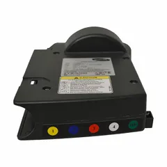 This plastic, black control box is a replacement part for Invacare healthcare beds, compatible with models IH820DLX and SC900DLX. It provides the electrical interface to operate bed functions such as positioning and adjustment in hospital and long-term care settings.