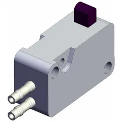 This manual air control valve features a basic plunger actuator and side-ported body with 2 ports and 4 mm push-on connections. It is used in pneumatic systems for selecting the higher of two input pressures, suitable for logic circuits, safety interlocks, and dual-supply applications.