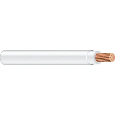 SOUTHWIRE Building Wire: Copper, 2 AWG, 1 Conductors, Stranded, White, 1,000 ft Lg - Copper THHN/THWN-2 Building Wires