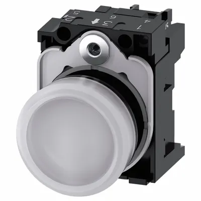 Siemens Pilot Light: 22 mm Panel Mounting Size, White, LED - LED Pilot-Lights