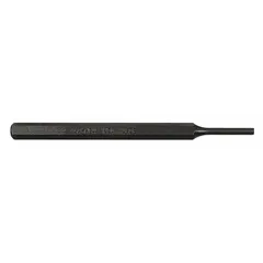 This flat-tip pin removing punch is made of steel with a hexagon body for controlled striking. It has a 5/16 in shank width, 1 1/4 in taper length, and 5 in overall length. Used to drive out pins, roll pins, and dowels during assembly or disassembly in industrial maintenance, machining, and metalworking.