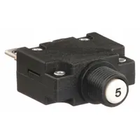 Panel Mount Circuit Breaker: 5 A Amps, 125/250V AC, 32V DC, 11mm Collar, 1.78 in Dp, 1/4 in Tab (MPN CMB-053-11C3N-W-A/05)