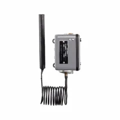 The JOHNSON CONTROLS A72AE-1C is a weatherproof single-stage control with a steel enclosure, suitable for outdoor or damp environments. It features a DPST switch action that closes on rise, with an adjustable temperature differential of 4° to 25°F and a control range of 25° to 90°F. Operating on 120 to 600V AC, it includes a 6 ft capillary and a 6-3/4 in x 11/16 in bulb. Typical applications include temperature regulation in HVAC and refrigeration systems for controlling fans, pumps, or compressors.