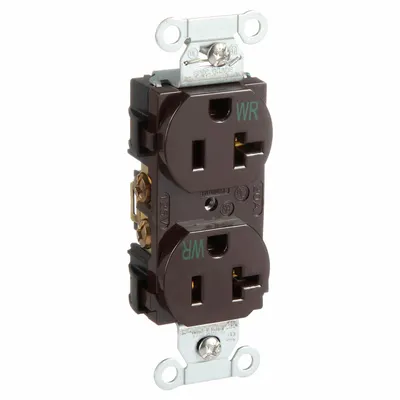 HUBBELL Receptacle: Duplex, 5-20, Brown, 125V AC, 20 A, 2 Pole / 3 Wire (MPN BR20WR) - General Purpose Receptacles