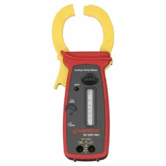 Analog clamp meter with CAT IV 600V safety rating. Measures AC current up to 1,000 A via clamp jaw. Suitable for high-energy electrical environments such as service entrances and utility metering where average readings are required.