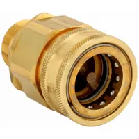 This SNAP-TITE H Series hydraulic quick-connect coupling body is constructed of brass with a nitrile seal. It features a 1"-11-1/2 thread size and a maximum flow rate of 18.93 lpm. Used in industrial fluid power systems, mobile equipment, and machine tools for quick connection and disconnection of hydraulic lines without tools