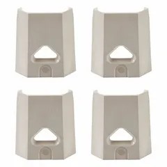 These polymer wedges are used to adjust shelf angles on compatible plastic shelving systems, creating a slight tilt for improved product display or drainage. Each pack includes four taupe wedges measuring 2 5/16 in x 13/16 in x 2 1/2 in. Suitable for commercial kitchens, food storage, and retail environments.