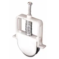 This roller assembly is a replacement component for sliding screen doors, supporting smooth operation in residential and light commercial applications. It measures 5 13/32 inches in overall height and length, comes in white with an unfinished finish, and is sold as a pair (1 PR)