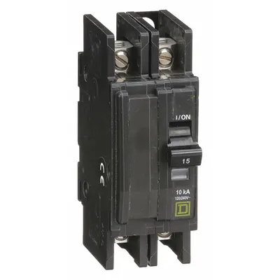 SQUARE D Miniature Circuit Breaker: 15 A, 120/240V AC, Single Phase, 10kA at 120/240V AC - QOU Series, Unit-Mount Square D Miniature Circuit Breakers