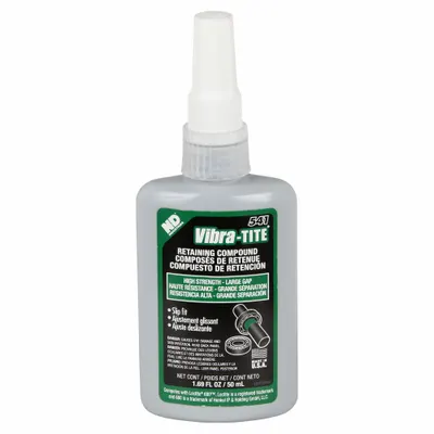 VIBRA-TITE Retaining Compound: 541, 1.7 fl oz, Bottle, Green - Loose-Fitting Parts Retaining Compounds