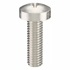 Pan head machine screw with M3x0.50 thread, 10 mm length, made from 18-8 stainless steel with a plain finish. Features a Phillips drive with #1 drive size. Supplied in a pack of 100. Suitable for general fastening applications in machinery, electronics, and assembly work.