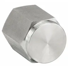 This 316 stainless steel hex drive cored cap is used to seal the end of a pipe or fitting in extreme-pressure instrumentation systems. It features a 1/4 in NPT threaded connection, a length of 29/32 in, and a maximum operating pressure of 6,600 psi.
