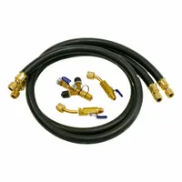 YELLOW JACKET Hose Set: 60 in Lg, 45° Angle, Black, Rubber, 2 Hoses, Ball Valve (MPN 93916)
