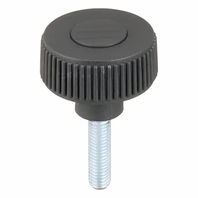 KIPP Hand Knob: Knurled, Plastic w/ Steel Thread, M8 Thread, 30 mm Thread Lg - Knurled Knobs with Threaded Stud