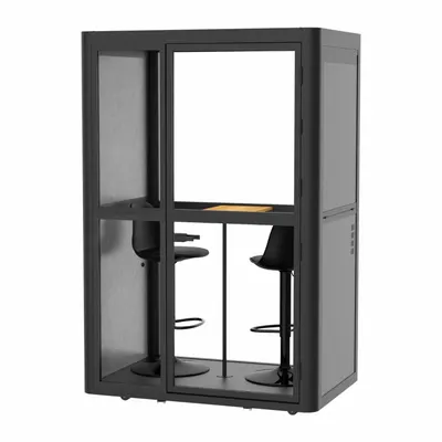 FLEXISPOT Office Pod: Quick Install Duo, 2 Seating Positions, Black, Aluminum - FlexiSpot Quick Install Office Pods