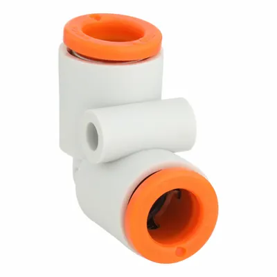 SMC Push-Fit Elbow Fitting: 3/8 in OD x 3/8 in OD Size, Push-to-Connect x Push-to-Connect - Polybutylene & Brass Tube Fittings