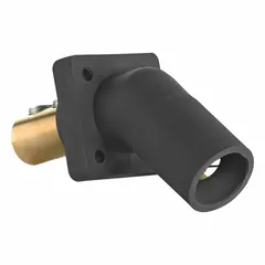 Male receptacle with angled taper nose mating design and double set screw terminations. Rated 400 A. Suitable for high-current industrial power distribution connections.