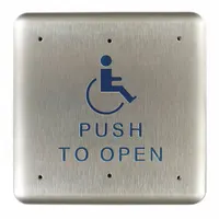 LCN Exit Push Button: 4 3/4 in Ht, 1 1/2 in Dp, 4 3/4 in Wd, ADA Compliant, Stainless Steel, Gray (MPN 8310-853T)