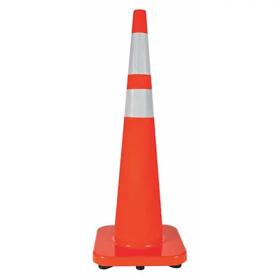OEM Traffic Cone with Bands: MUTCD/NCHRP-350, 36 in Cone Ht, Orange, High-Intensity Prismatic - Traffic Cones for Roadway Use